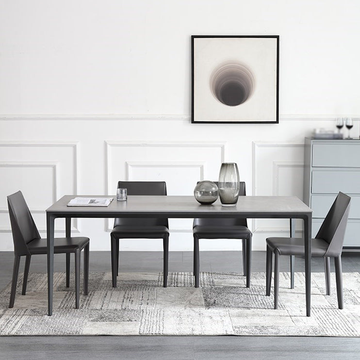 1/3/4/5/7 Pieces Modern Dining Set with Grey Top Table and Leather Chairs Dinette Set 5 Pieces: Table, 4 Chairs Clearhalo 'Dining Room Sets' 'Dining Tables & Seating' 'dining_room_set' 'furn' 'furn_dining_room_set' 'Furniture' 'furniture_dining_room_set' 'Kitchen & Dining Furniture' 'kitchen&dining_furn' 'kitchen' 4421922