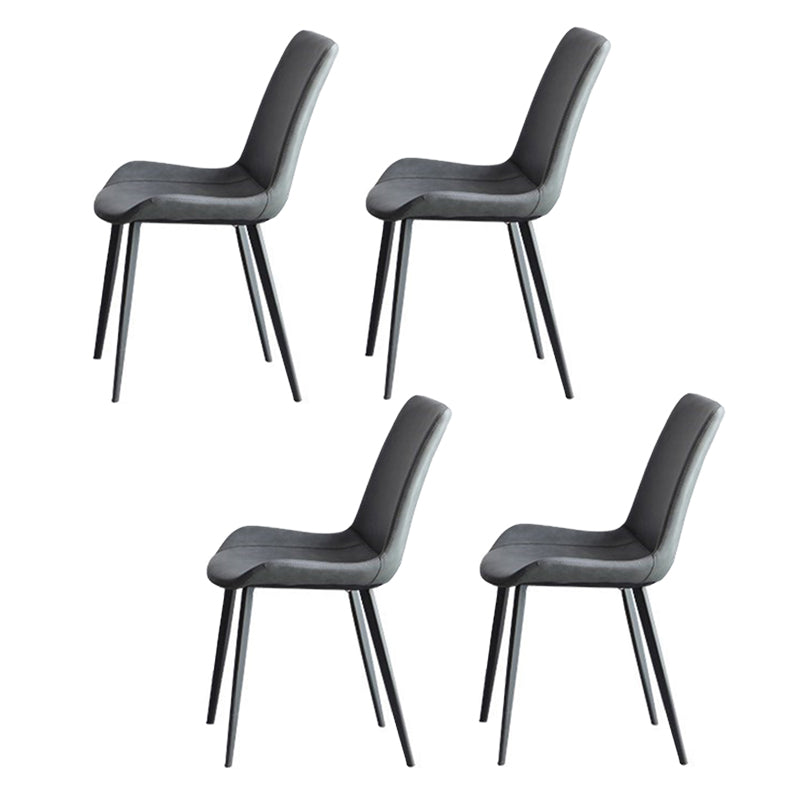 1/3/4/5/7 Pieces Modern Dining Set with Grey Top Table and Leather Chairs Dinette Set 4 Dark Grey Chairs Clearhalo 'Dining Room Sets' 'Dining Tables & Seating' 'dining_room_set' 'furn' 'furn_dining_room_set' 'Furniture' 'furniture_dining_room_set' 'Kitchen & Dining Furniture' 'kitchen&dining_furn' 'kitchen' 4421926