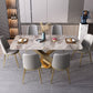 Luxury 1/2/5/7 Pieces Grey Dining Set Sintered Stone Dining Table Set with Leather Chairs 7 Pieces: Table, 6 Chairs Clearhalo 'Dining Room Sets' 'Dining Tables & Seating' 'dining_room_set' 'furn' 'furn_dining_room_set' 'Furniture' 'furniture_dining_room_set' 'Kitchen & Dining Furniture' 'kitchen&dining_furn' 'kitchen' 4421947