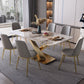 Luxury 1/2/5/7 Pieces Grey Dining Set Sintered Stone Dining Table Set with Leather Chairs Clearhalo 'Dining Room Sets' 'Dining Tables & Seating' 'dining_room_set' 'furn' 'furn_dining_room_set' 'Furniture' 'furniture_dining_room_set' 'Kitchen & Dining Furniture' 'kitchen&dining_furn' 'kitchen' 4421949