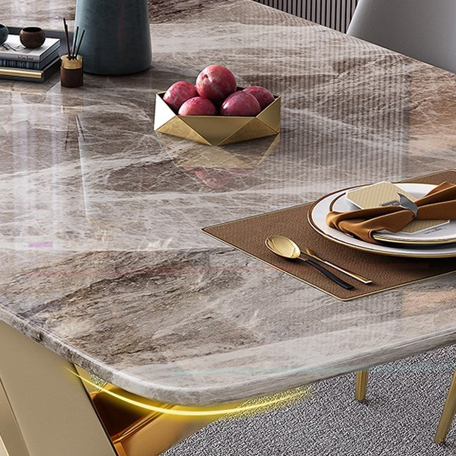 Luxury 1/2/5/7 Pieces Grey Dining Set Sintered Stone Dining Table Set with Leather Chairs Clearhalo 'Dining Room Sets' 'Dining Tables & Seating' 'dining_room_set' 'furn' 'furn_dining_room_set' 'Furniture' 'furniture_dining_room_set' 'Kitchen & Dining Furniture' 'kitchen&dining_furn' 'kitchen' 4421953