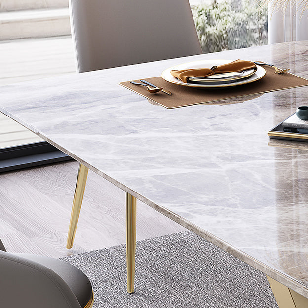 Luxury 1/2/5/7 Pieces Grey Dining Set Sintered Stone Dining Table Set with Leather Chairs Clearhalo 'Dining Room Sets' 'Dining Tables & Seating' 'dining_room_set' 'furn' 'furn_dining_room_set' 'Furniture' 'furniture_dining_room_set' 'Kitchen & Dining Furniture' 'kitchen&dining_furn' 'kitchen' 4421954