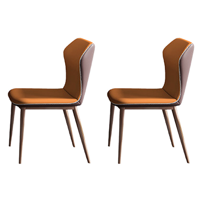 1/2/5/7 Pieces Luxury Dining Set Rectangle Dining Table Set with Leather Chairs 2 Orange Chairs Clearhalo 'Dining Room Sets' 'Dining Tables & Seating' 'dining_room_set' 'furn' 'furn_dining_room_set' 'Furniture' 'furniture_dining_room_set' 'Kitchen & Dining Furniture' 'kitchen&dining_furn' 'kitchen' 4421980