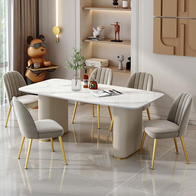 Nordic 1/2/5/6/7 Pieces Dining Set Rectangle Table and Leather Chairs Dinette Set 6 Pieces: Table, 5 Chairs Clearhalo 'Dining Room Sets' 'Dining Tables & Seating' 'dining_room_set' 'furn' 'furn_dining_room_set' 'Furniture' 'furniture_dining_room_set' 'Kitchen & Dining Furniture' 'kitchen&dining_furn' 'kitchen' 4421997