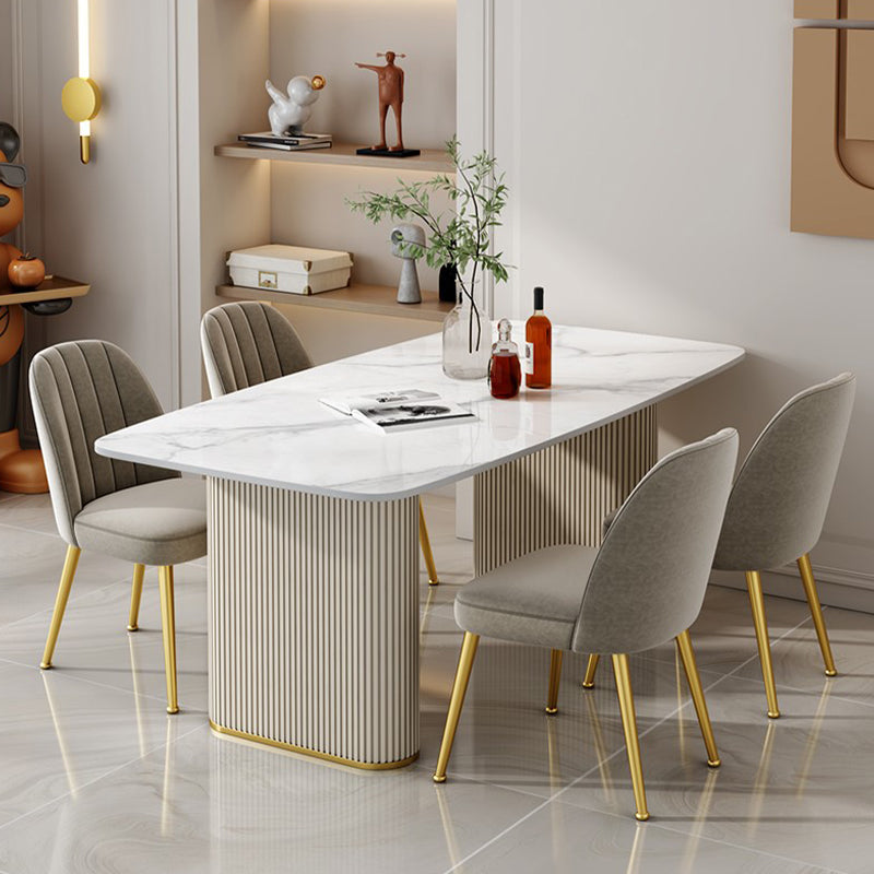 Nordic 1/2/5/6/7 Pieces Dining Set Rectangle Table and Leather Chairs Dinette Set Clearhalo 'Dining Room Sets' 'Dining Tables & Seating' 'dining_room_set' 'furn' 'furn_dining_room_set' 'Furniture' 'furniture_dining_room_set' 'Kitchen & Dining Furniture' 'kitchen&dining_furn' 'kitchen' 4421998