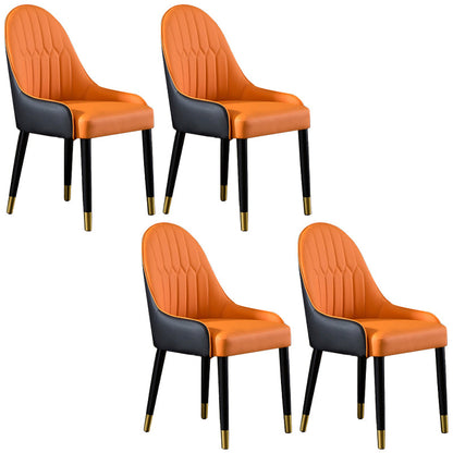 Modern 1/4/5/7 Pieces Dining Set White Rectangle Sintered Stone Dining Table Set 4 Orange Chairs Clearhalo 'Dining Room Sets' 'Dining Tables & Seating' 'dining_room_set' 'furn' 'furn_dining_room_set' 'Furniture' 'furniture_dining_room_set' 'Kitchen & Dining Furniture' 'kitchen&dining_furn' 'kitchen' 4422017