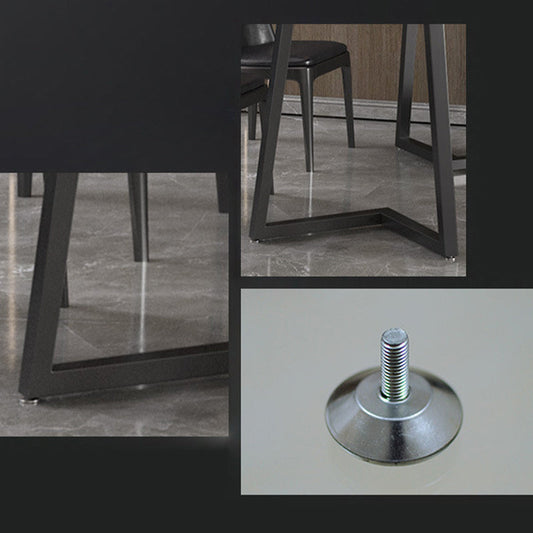 Modern 1/2/5/7 Pieces Black Dining Set Rectangle Sintered Stone Dining Table Set Clearhalo 'Dining Room Sets' 'Dining Tables & Seating' 'dining_room_set' 'furn' 'furn_dining_room_set' 'Furniture' 'furniture_dining_room_set' 'Kitchen & Dining Furniture' 'kitchen&dining_furn' 'kitchen' 4422034