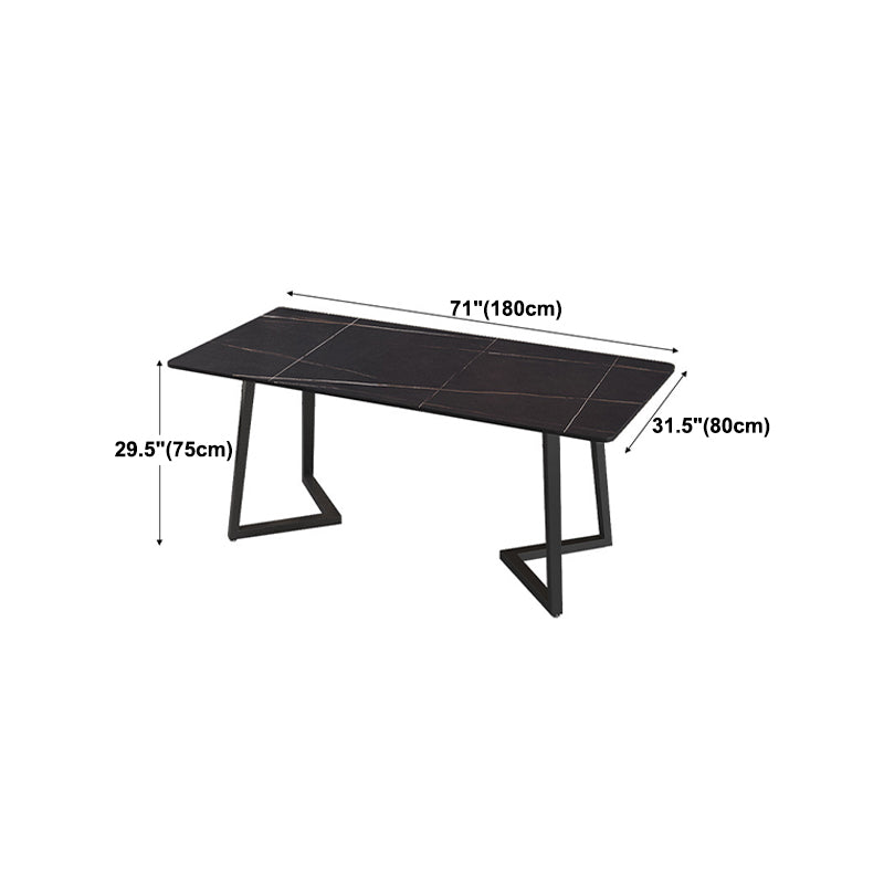 Modern 1/2/5/7 Pieces Black Dining Set Rectangle Sintered Stone Dining Table Set Clearhalo 'Dining Room Sets' 'Dining Tables & Seating' 'dining_room_set' 'furn' 'furn_dining_room_set' 'Furniture' 'furniture_dining_room_set' 'Kitchen & Dining Furniture' 'kitchen&dining_furn' 'kitchen' 4422036