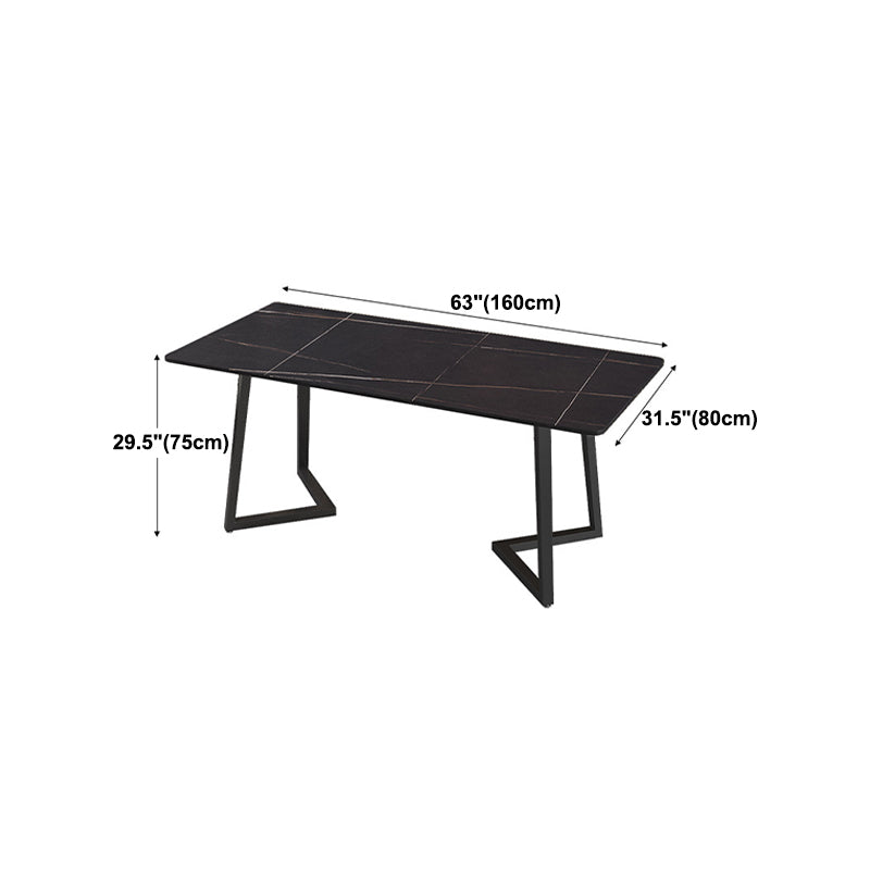 Modern 1/2/5/7 Pieces Black Dining Set Rectangle Sintered Stone Dining Table Set Clearhalo 'Dining Room Sets' 'Dining Tables & Seating' 'dining_room_set' 'furn' 'furn_dining_room_set' 'Furniture' 'furniture_dining_room_set' 'Kitchen & Dining Furniture' 'kitchen&dining_furn' 'kitchen' 4422039