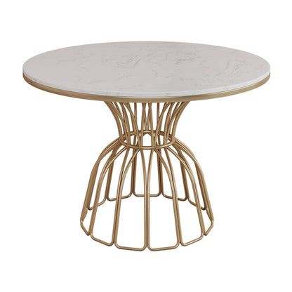 Glam 1/4/5 Pieces Round Dining Set Sintered Stone Dining Table Set for Home Use Clearhalo 'Dining Room Sets' 'Dining Tables & Seating' 'dining_room_set' 'furn' 'furn_dining_room_set' 'Furniture' 'furniture_dining_room_set' 'Kitchen & Dining Furniture' 'kitchen&dining_furn' 'kitchen' 4422042