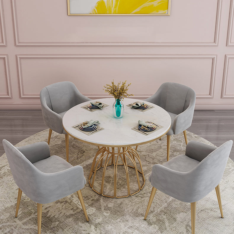 Glam 1/4/5 Pieces Round Dining Set Sintered Stone Dining Table Set for Home Use Clearhalo 'Dining Room Sets' 'Dining Tables & Seating' 'dining_room_set' 'furn' 'furn_dining_room_set' 'Furniture' 'furniture_dining_room_set' 'Kitchen & Dining Furniture' 'kitchen&dining_furn' 'kitchen' 4422047