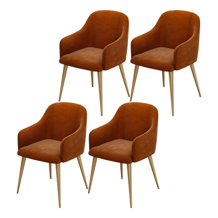 Glam 1/4/5 Pieces Round Dining Set Sintered Stone Dining Table Set for Home Use 4 Orange Chairs Clearhalo 'Dining Room Sets' 'Dining Tables & Seating' 'dining_room_set' 'furn' 'furn_dining_room_set' 'Furniture' 'furniture_dining_room_set' 'Kitchen & Dining Furniture' 'kitchen&dining_furn' 'kitchen' 4422050