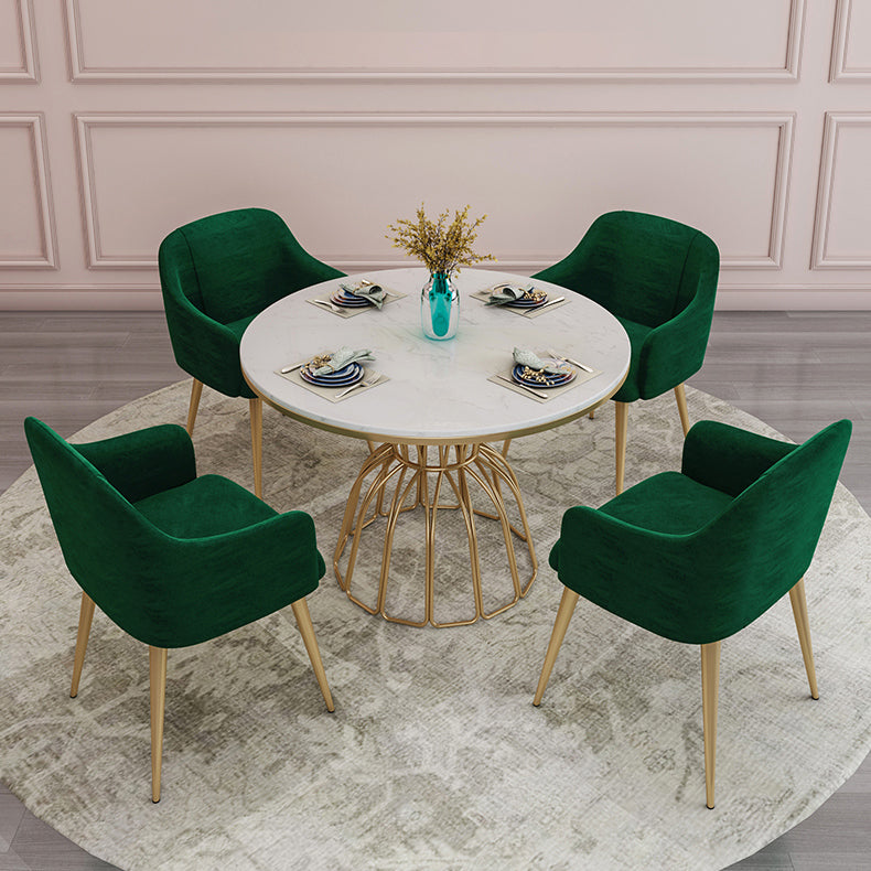 Glam 1/4/5 Pieces Round Dining Set Sintered Stone Dining Table Set for Home Use Clearhalo 'Dining Room Sets' 'Dining Tables & Seating' 'dining_room_set' 'furn' 'furn_dining_room_set' 'Furniture' 'furniture_dining_room_set' 'Kitchen & Dining Furniture' 'kitchen&dining_furn' 'kitchen' 4422057