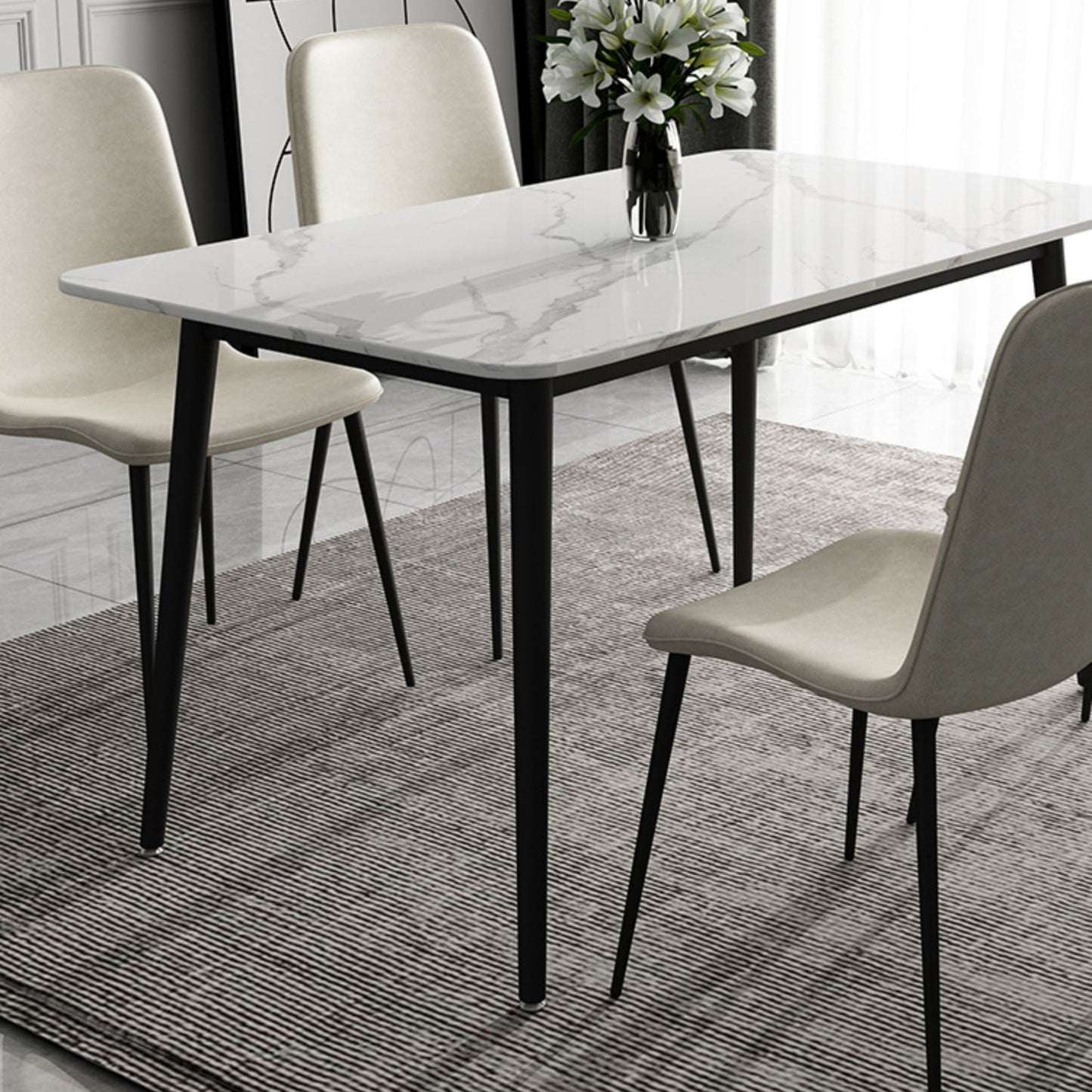 Modern 1/2/5/7 Pieces Dining Set Rectangle Sintered Stone Dining Table Set Clearhalo 'Dining Room Sets' 'Dining Tables & Seating' 'dining_room_set' 'furn' 'furn_dining_room_set' 'Furniture' 'furniture_dining_room_set' 'Kitchen & Dining Furniture' 'kitchen&dining_furn' 'kitchen' 4422072