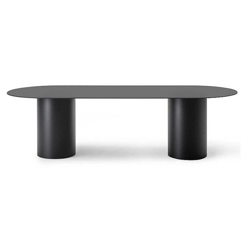 Contemporary Style Oval Furniture Double Pedestal Solid Wood Dining Site Table Black Without Chairs Clearhalo ' dining_table' 'Dining Tables & Seating' 'Dining Tables' 'furn' 'furn_dining_table' 'Furniture' 'furniture_dining_table' 'Kitchen & Dining Furniture' 'kitchen&dining_furn' 'kitchen' 'kitchen_dining_table' 4422123