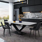 Industrial Kitchen Standard Dining Table Sintered Stone Dining Table with Pedestal Base White 70.9"L x 35.4"W x 29.5"H Without Chairs Clearhalo ' dining_table' 'Dining Tables & Seating' 'Dining Tables' 'furn' 'furn_dining_table' 'Furniture' 'furniture_dining_table' 'Kitchen & Dining Furniture' 'kitchen&dining_furn' 'kitchen' 'kitchen_dining_table' 4422135
