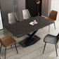 Industrial Kitchen Standard Dining Table Sintered Stone Dining Table with Pedestal Base Black Gold Without Chairs Clearhalo ' dining_table' 'Dining Tables & Seating' 'Dining Tables' 'furn' 'furn_dining_table' 'Furniture' 'furniture_dining_table' 'Kitchen & Dining Furniture' 'kitchen&dining_furn' 'kitchen' 'kitchen_dining_table' 4422145