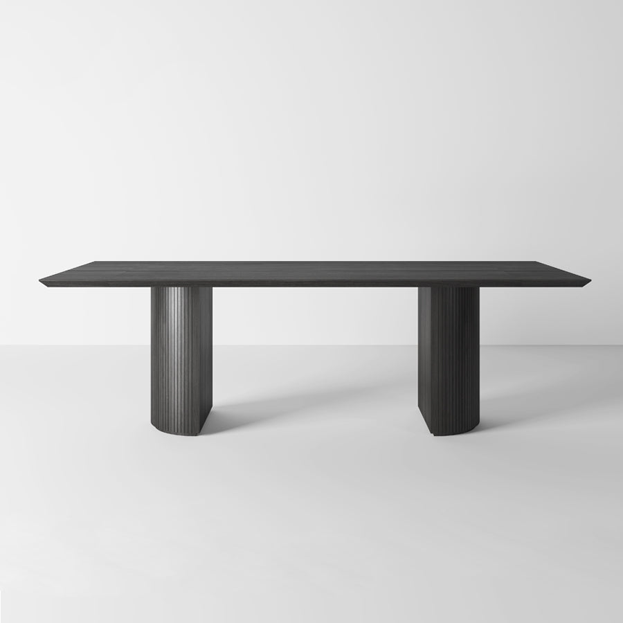 Rectangle Double Pedestal Modern Table Black Fixed Table of Pinewood Solid Wood 63"L x 31.5"W x 29.5"H Without Chairs Clearhalo ' dining_table' 'Dining Tables & Seating' 'Dining Tables' 'furn' 'furn_dining_table' 'Furniture' 'furniture_dining_table' 'Kitchen & Dining Furniture' 'kitchen&dining_furn' 'kitchen' 'kitchen_dining_table' 4422172