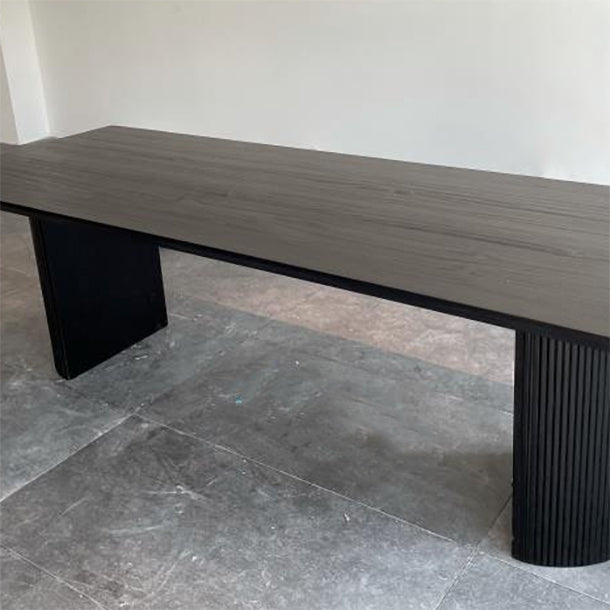 Rectangle Double Pedestal Modern Table Black Fixed Table of Pinewood Solid Wood Clearhalo ' dining_table' 'Dining Tables & Seating' 'Dining Tables' 'furn' 'furn_dining_table' 'Furniture' 'furniture_dining_table' 'Kitchen & Dining Furniture' 'kitchen&dining_furn' 'kitchen' 'kitchen_dining_table' 4422175