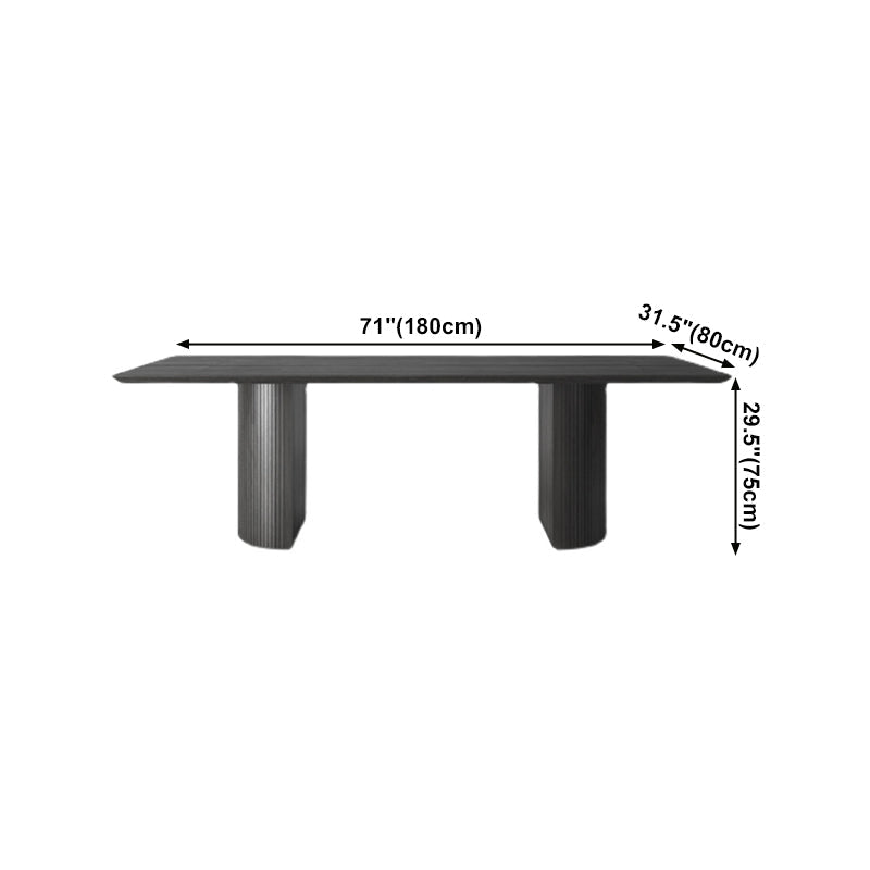 Rectangle Double Pedestal Modern Table Black Fixed Table of Pinewood Solid Wood Clearhalo ' dining_table' 'Dining Tables & Seating' 'Dining Tables' 'furn' 'furn_dining_table' 'Furniture' 'furniture_dining_table' 'Kitchen & Dining Furniture' 'kitchen&dining_furn' 'kitchen' 'kitchen_dining_table' 4422179