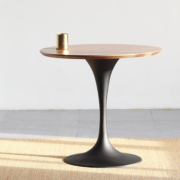 Modern Round Wood Dining Table Standard Kitchen Dining Table with Tulip Base Walnut 27.6"L x 27.6"W x 29.5"H Without Chairs Clearhalo ' dining_table' 'Dining Tables & Seating' 'Dining Tables' 'furn' 'furn_dining_table' 'Furniture' 'furniture_dining_table' 'Kitchen & Dining Furniture' 'kitchen&dining_furn' 'kitchen' 'kitchen_dining_table' 4422182