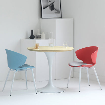 Modern Round Wood Dining Table Standard Kitchen Dining Table with Tulip Base Natural 23.6"L x 23.6"W x 29.5"H Without Chairs Clearhalo ' dining_table' 'Dining Tables & Seating' 'Dining Tables' 'furn' 'furn_dining_table' 'Furniture' 'furniture_dining_table' 'Kitchen & Dining Furniture' 'kitchen&dining_furn' 'kitchen' 'kitchen_dining_table' 4422184