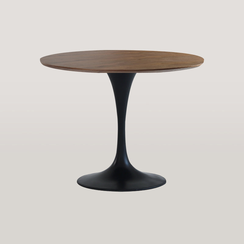 Modern Round Wood Dining Table Standard Kitchen Dining Table with Tulip Base Walnut 35.4"L x 35.4"W x 29.5"H Without Chairs Clearhalo ' dining_table' 'Dining Tables & Seating' 'Dining Tables' 'furn' 'furn_dining_table' 'Furniture' 'furniture_dining_table' 'Kitchen & Dining Furniture' 'kitchen&dining_furn' 'kitchen' 'kitchen_dining_table' 4422195