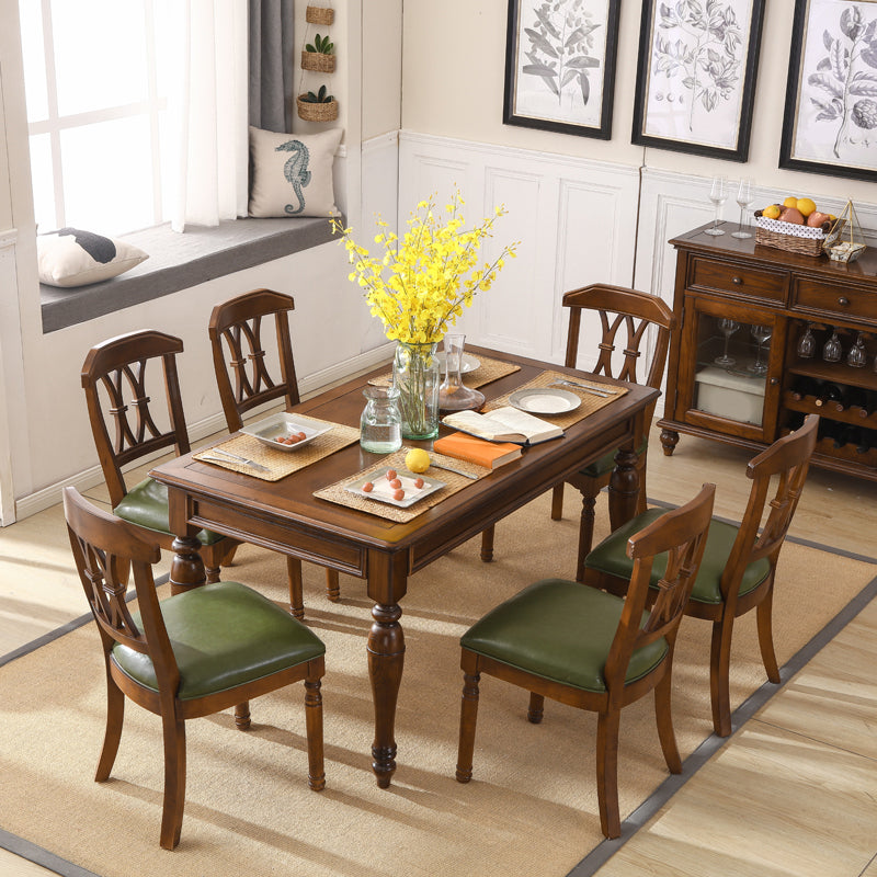 Minimalist Brown Rectangle Table Solid Wood Kitchen Dining Table with 4 Legs 63"L x 35.4"W x 29.5"H Without Chairs Clearhalo ' dining_table' 'Dining Tables & Seating' 'Dining Tables' 'furn' 'furn_dining_table' 'Furniture' 'furniture_dining_table' 'Kitchen & Dining Furniture' 'kitchen&dining_furn' 'kitchen' 'kitchen_dining_table' 4422214