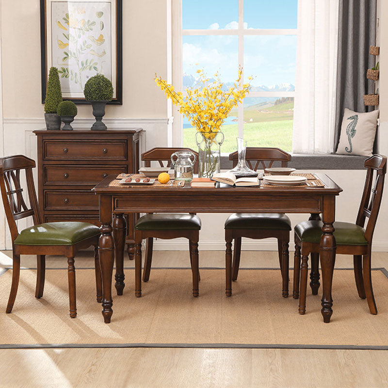 Minimalist Brown Rectangle Table Solid Wood Kitchen Dining Table with 4 Legs 59.1"L x 33.5"W x 29.5"H Without Chairs Clearhalo ' dining_table' 'Dining Tables & Seating' 'Dining Tables' 'furn' 'furn_dining_table' 'Furniture' 'furniture_dining_table' 'Kitchen & Dining Furniture' 'kitchen&dining_furn' 'kitchen' 'kitchen_dining_table' 4422215