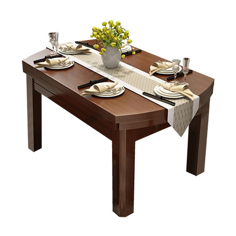 Contemporary Solid Wood Extendable Table Round Standard Dining Table for Kitchen Walnut 47.2"L x 47.2"W x 29.5"H Without Chairs Clearhalo ' dining_table' 'Dining Tables & Seating' 'Dining Tables' 'furn' 'furn_dining_table' 'Furniture' 'furniture_dining_table' 'Kitchen & Dining Furniture' 'kitchen&dining_furn' 'kitchen' 'kitchen_dining_table' 4422231