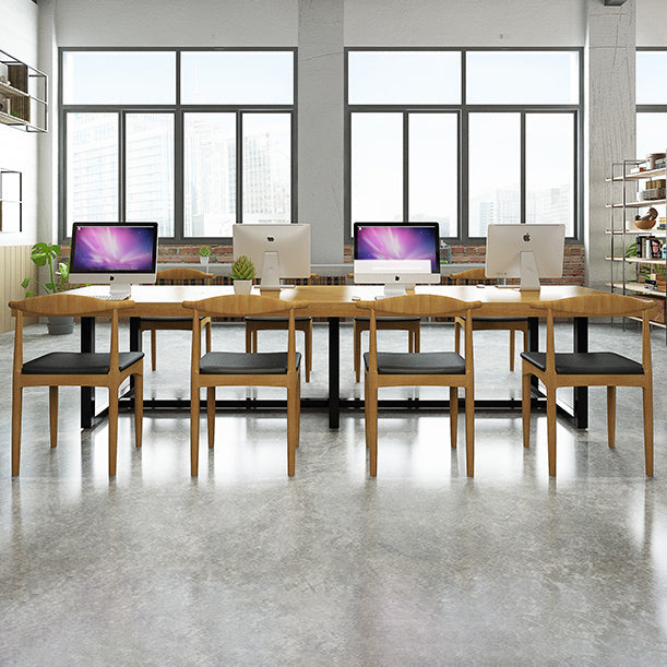 Metal Industrial Rectangle Dining Table Pine Solid Wood Top Table with Trestle Base Clearhalo ' dining_table' 'Dining Tables & Seating' 'Dining Tables' 'furn' 'furn_dining_table' 'Furniture' 'furniture_dining_table' 'Kitchen & Dining Furniture' 'kitchen&dining_furn' 'kitchen' 'kitchen_dining_table' 4422251