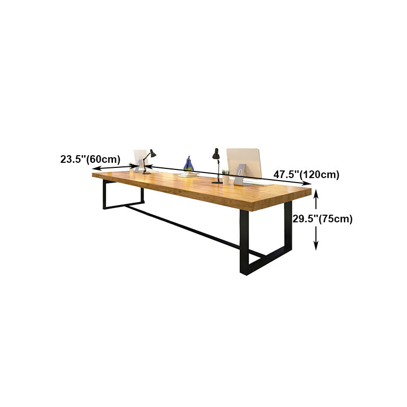 Metal Industrial Rectangle Dining Table Pine Solid Wood Top Table with Trestle Base Clearhalo ' dining_table' 'Dining Tables & Seating' 'Dining Tables' 'furn' 'furn_dining_table' 'Furniture' 'furniture_dining_table' 'Kitchen & Dining Furniture' 'kitchen&dining_furn' 'kitchen' 'kitchen_dining_table' 4422252