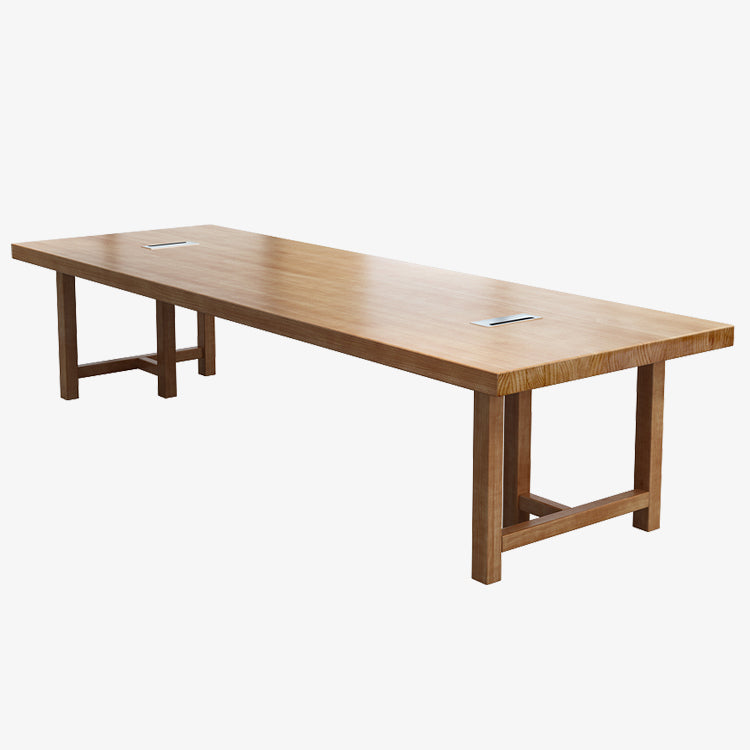 Solid Wood Contemporary Rectangular Dining Table Wood Top Table with Double Pedestal base Without Chairs Clearhalo ' dining_table' 'Dining Tables & Seating' 'Dining Tables' 'furn' 'furn_dining_table' 'Furniture' 'furniture_dining_table' 'Kitchen & Dining Furniture' 'kitchen&dining_furn' 'kitchen' 'kitchen_dining_table' 4422295