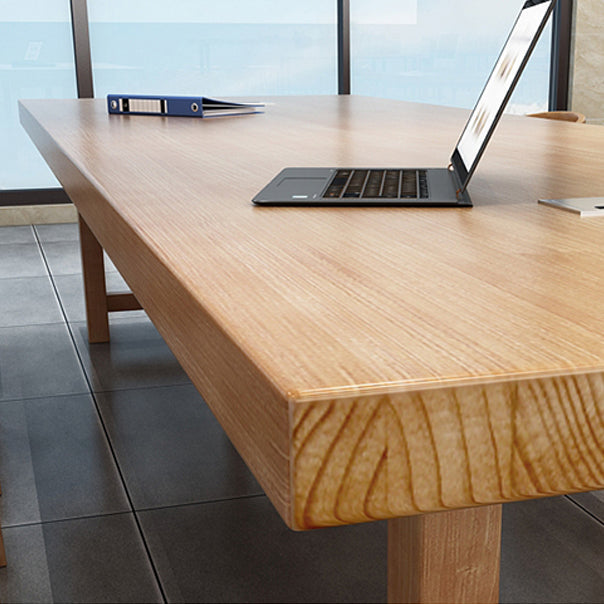 Solid Wood Contemporary Rectangular Dining Table Wood Top Table with Double Pedestal base Clearhalo ' dining_table' 'Dining Tables & Seating' 'Dining Tables' 'furn' 'furn_dining_table' 'Furniture' 'furniture_dining_table' 'Kitchen & Dining Furniture' 'kitchen&dining_furn' 'kitchen' 'kitchen_dining_table' 4422296
