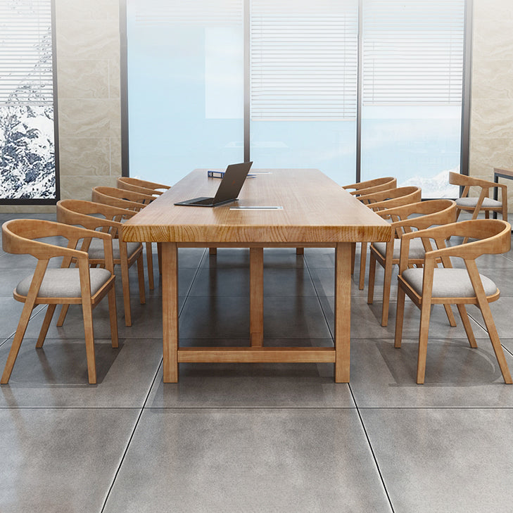 Solid Wood Contemporary Rectangular Dining Table Wood Top Table with Double Pedestal base Clearhalo ' dining_table' 'Dining Tables & Seating' 'Dining Tables' 'furn' 'furn_dining_table' 'Furniture' 'furniture_dining_table' 'Kitchen & Dining Furniture' 'kitchen&dining_furn' 'kitchen' 'kitchen_dining_table' 4422298