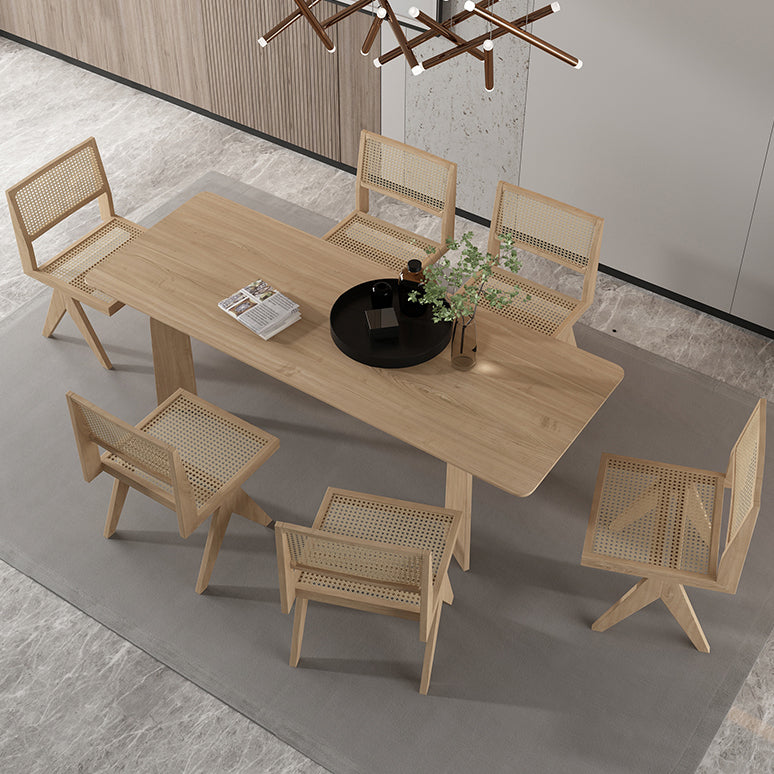 Solid Wood Contemporary Dining Table Rectangular Dining Table with 4 Legs Clearhalo ' dining_table' 'Dining Tables & Seating' 'Dining Tables' 'furn' 'furn_dining_table' 'Furniture' 'furniture_dining_table' 'Kitchen & Dining Furniture' 'kitchen&dining_furn' 'kitchen' 'kitchen_dining_table' 4422318