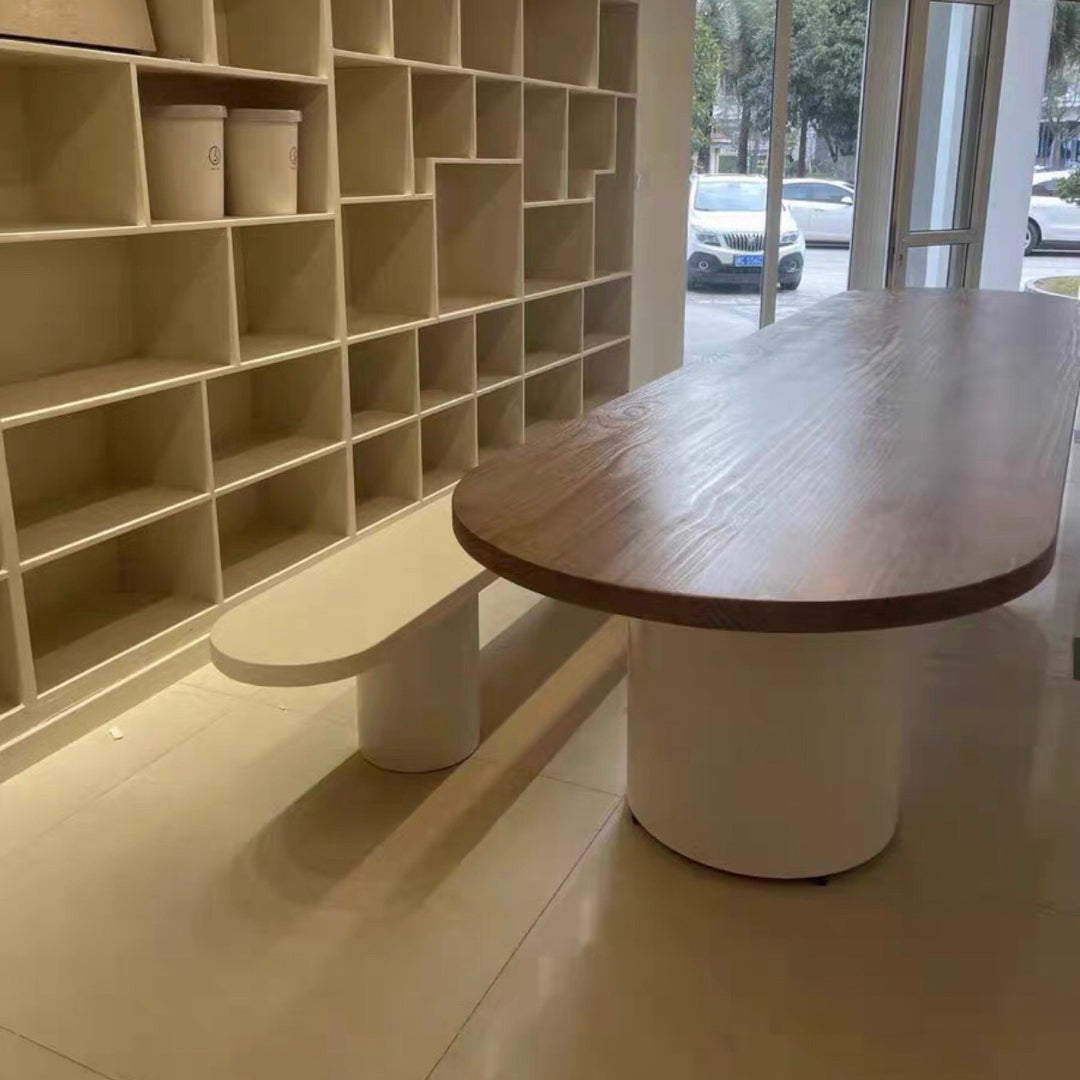 Modern Oval Dining Table Solid Wood Table with Double Pedestal Base Clearhalo ' dining_table' 'Dining Tables & Seating' 'Dining Tables' 'furn' 'furn_dining_table' 'Furniture' 'furniture_dining_table' 'Kitchen & Dining Furniture' 'kitchen&dining_furn' 'kitchen' 'kitchen_dining_table' 4422435