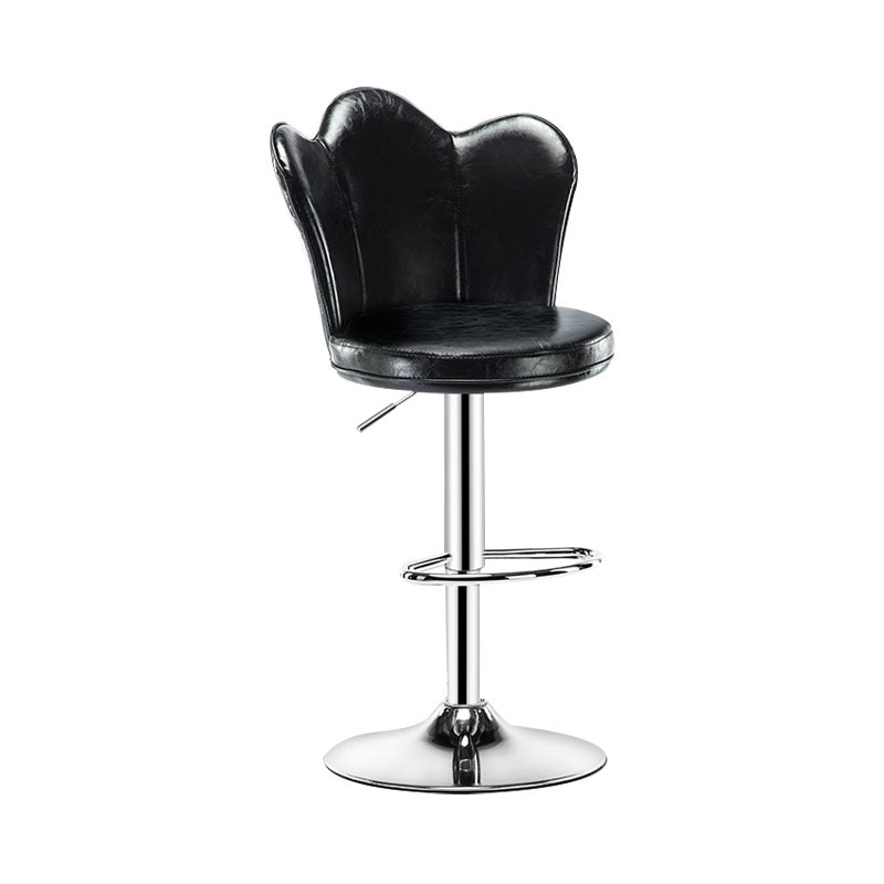 Adjustable Height Upholstered Counter Stools Scandinavian Bar Stools with Chrome Base Black 1 Piece Clearhalo 'Bar Furniture' 'Bar Stools' 'bar_stools' 'furniture_bar_stools' 'Kitchen & Dining Furniture' 'kitchen&dining_furn' 'kitchen' 'kitchen_furn' Furniture' 4422506