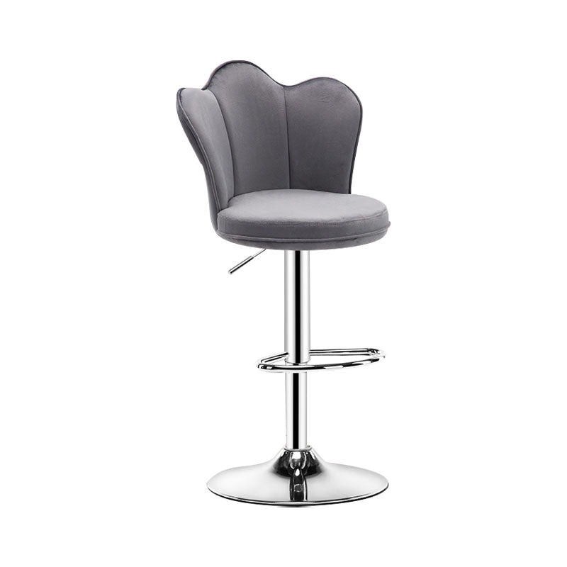 Adjustable Height Upholstered Counter Stools Scandinavian Bar Stools with Chrome Base Grey 1 Piece Clearhalo 'Bar Furniture' 'Bar Stools' 'bar_stools' 'furniture_bar_stools' 'Kitchen & Dining Furniture' 'kitchen&dining_furn' 'kitchen' 'kitchen_furn' Furniture' 4422508