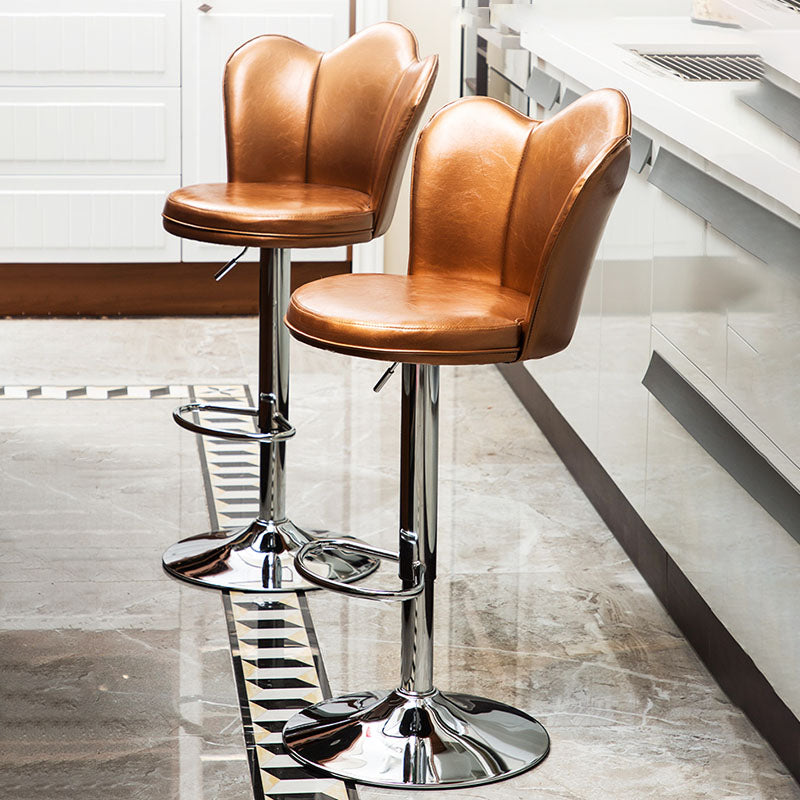 Adjustable Height Upholstered Counter Stools Scandinavian Bar Stools with Chrome Base Clearhalo 'Bar Furniture' 'Bar Stools' 'bar_stools' 'furniture_bar_stools' 'Kitchen & Dining Furniture' 'kitchen&dining_furn' 'kitchen' 'kitchen_furn' Furniture' 4422509
