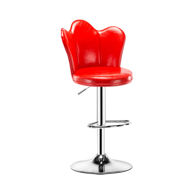 Adjustable Height Upholstered Counter Stools Scandinavian Bar Stools with Chrome Base Red 1 Piece Clearhalo 'Bar Furniture' 'Bar Stools' 'bar_stools' 'furniture_bar_stools' 'Kitchen & Dining Furniture' 'kitchen&dining_furn' 'kitchen' 'kitchen_furn' Furniture' 4422510
