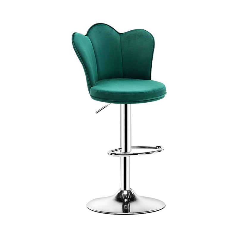 Adjustable Height Upholstered Counter Stools Scandinavian Bar Stools with Chrome Base Blackish Green 1 Piece Clearhalo 'Bar Furniture' 'Bar Stools' 'bar_stools' 'furniture_bar_stools' 'Kitchen & Dining Furniture' 'kitchen&dining_furn' 'kitchen' 'kitchen_furn' Furniture' 4422511