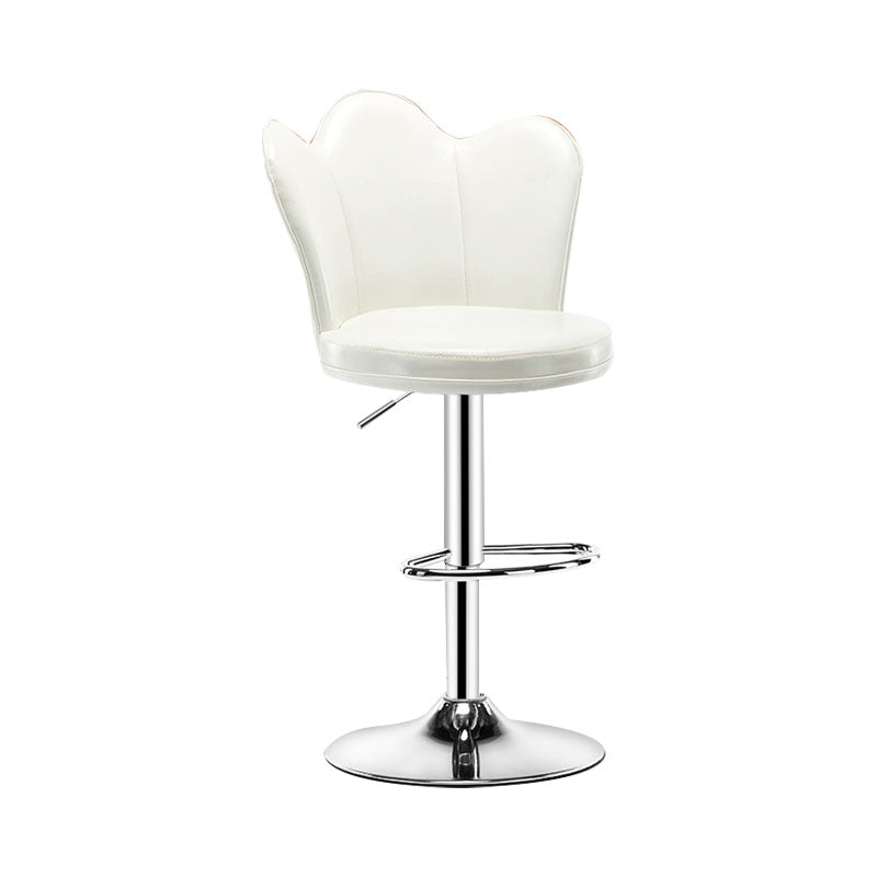 Adjustable Height Upholstered Counter Stools Scandinavian Bar Stools with Chrome Base White 1 Piece Clearhalo 'Bar Furniture' 'Bar Stools' 'bar_stools' 'furniture_bar_stools' 'Kitchen & Dining Furniture' 'kitchen&dining_furn' 'kitchen' 'kitchen_furn' Furniture' 4422513