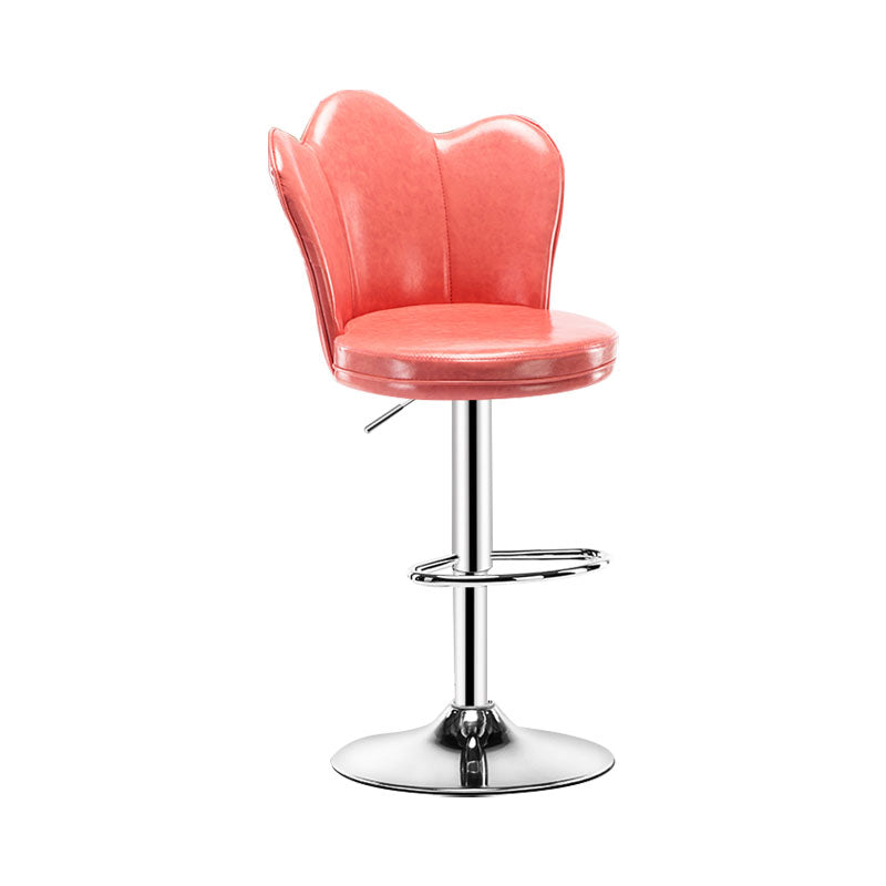 Adjustable Height Upholstered Counter Stools Scandinavian Bar Stools with Chrome Base Pink 1 Piece Clearhalo 'Bar Furniture' 'Bar Stools' 'bar_stools' 'furniture_bar_stools' 'Kitchen & Dining Furniture' 'kitchen&dining_furn' 'kitchen' 'kitchen_furn' Furniture' 4422515