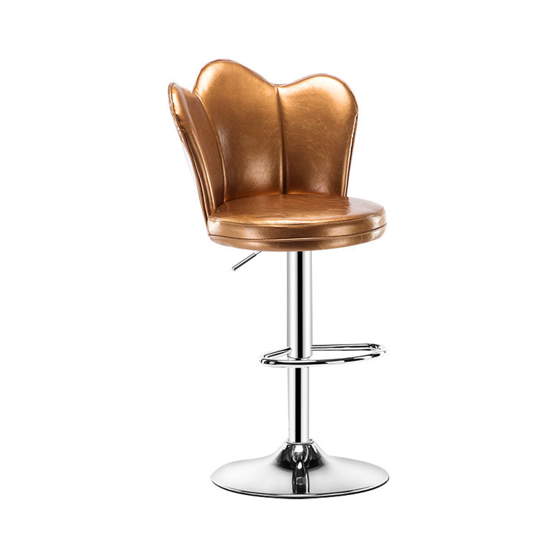 Adjustable Height Upholstered Counter Stools Scandinavian Bar Stools with Chrome Base Gold 1 Piece Clearhalo 'Bar Furniture' 'Bar Stools' 'bar_stools' 'furniture_bar_stools' 'Kitchen & Dining Furniture' 'kitchen&dining_furn' 'kitchen' 'kitchen_furn' Furniture' 4422519