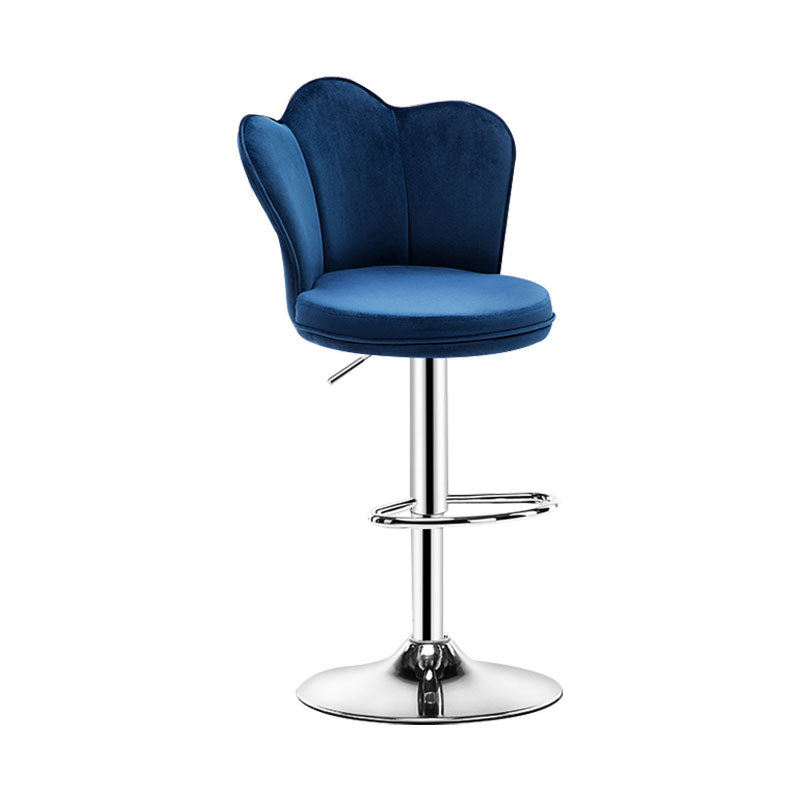 Adjustable Height Upholstered Counter Stools Scandinavian Bar Stools with Chrome Base Blue 1 Piece Clearhalo 'Bar Furniture' 'Bar Stools' 'bar_stools' 'furniture_bar_stools' 'Kitchen & Dining Furniture' 'kitchen&dining_furn' 'kitchen' 'kitchen_furn' Furniture' 4422521