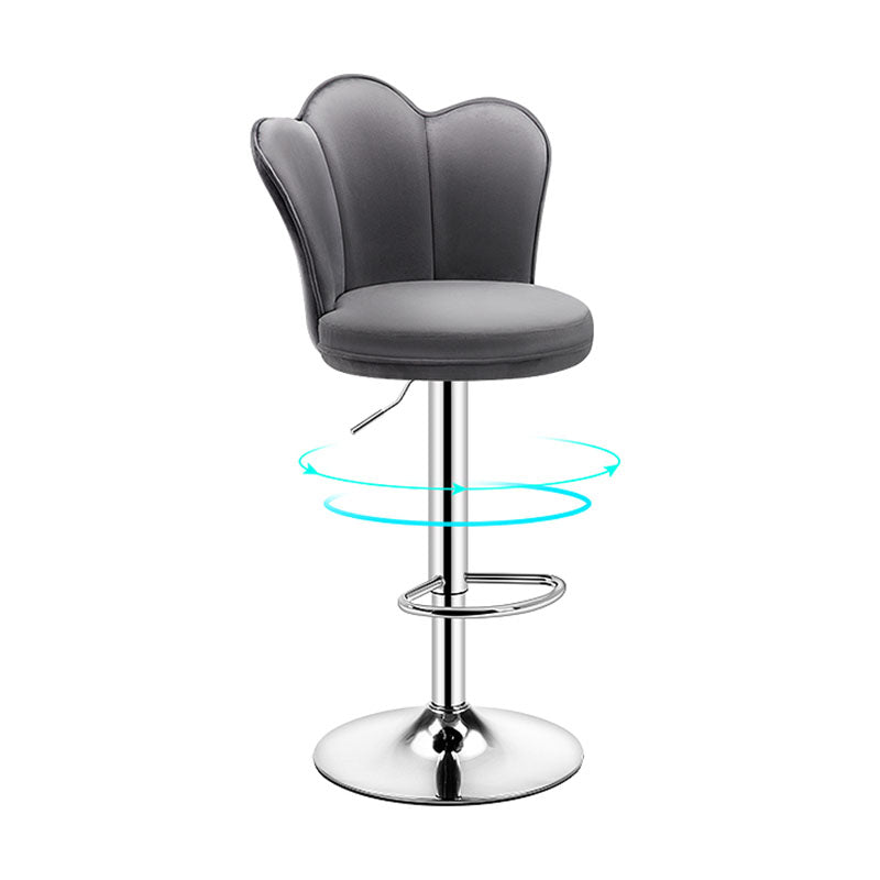 Adjustable Height Upholstered Counter Stools Scandinavian Bar Stools with Chrome Base Clearhalo 'Bar Furniture' 'Bar Stools' 'bar_stools' 'furniture_bar_stools' 'Kitchen & Dining Furniture' 'kitchen&dining_furn' 'kitchen' 'kitchen_furn' Furniture' 4422522