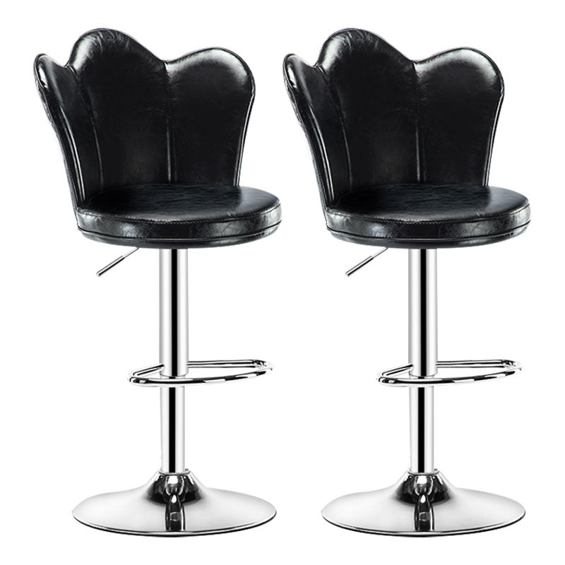Adjustable Height Upholstered Counter Stools Scandinavian Bar Stools with Chrome Base Black Set of 2 Clearhalo 'Bar Furniture' 'Bar Stools' 'bar_stools' 'furniture_bar_stools' 'Kitchen & Dining Furniture' 'kitchen&dining_furn' 'kitchen' 'kitchen_furn' Furniture' 4422526