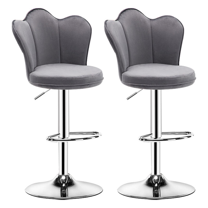 Adjustable Height Upholstered Counter Stools Scandinavian Bar Stools with Chrome Base Grey Set of 2 Clearhalo 'Bar Furniture' 'Bar Stools' 'bar_stools' 'furniture_bar_stools' 'Kitchen & Dining Furniture' 'kitchen&dining_furn' 'kitchen' 'kitchen_furn' Furniture' 4422528
