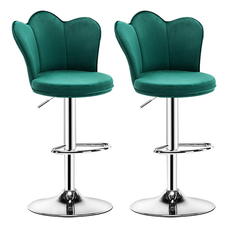 Adjustable Height Upholstered Counter Stools Scandinavian Bar Stools with Chrome Base Blackish Green Set of 2 Clearhalo 'Bar Furniture' 'Bar Stools' 'bar_stools' 'furniture_bar_stools' 'Kitchen & Dining Furniture' 'kitchen&dining_furn' 'kitchen' 'kitchen_furn' Furniture' 4422530